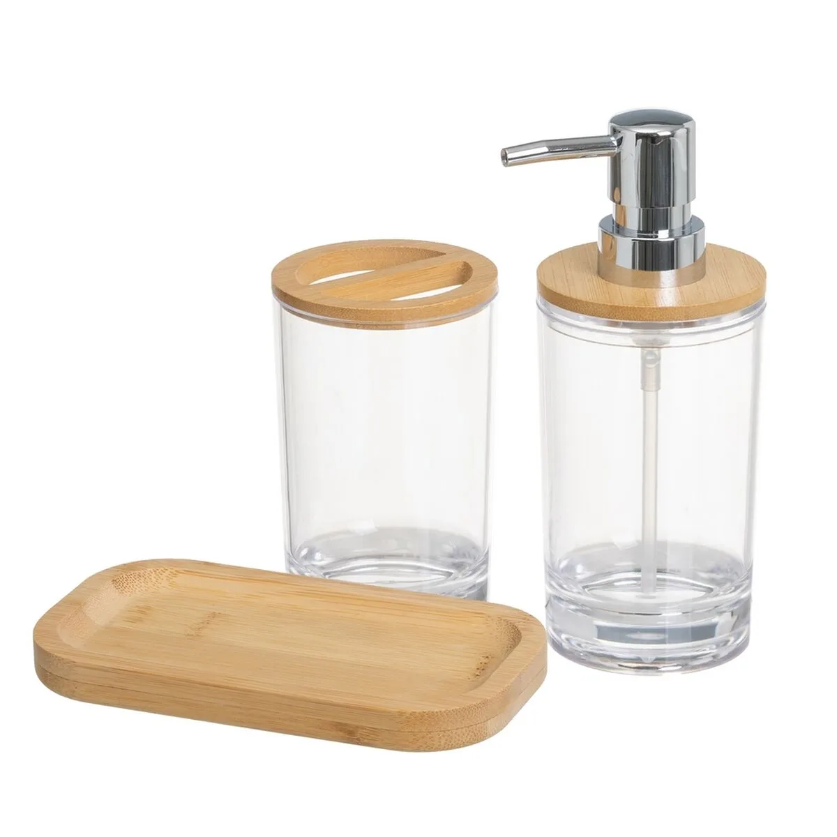 Ensemble de bain transparent naturel bambou polystyrene 17 x 9 5 x 19 cm s880870069. Diaytar - L'art de bien vivre commence ici. Découvrez nos collections exclusives.