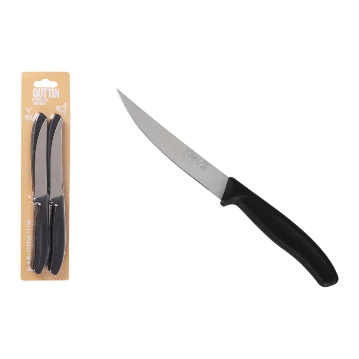Ensemble de couteaux a viande quttin 11 cm noir argente acier inoxydable 4 pieces 18 unites s223596924. Notre philosophie : le produit parfait n'existe pas. C'est pourquoi Diaytar en propose des milliers, pour que vous le créiez.