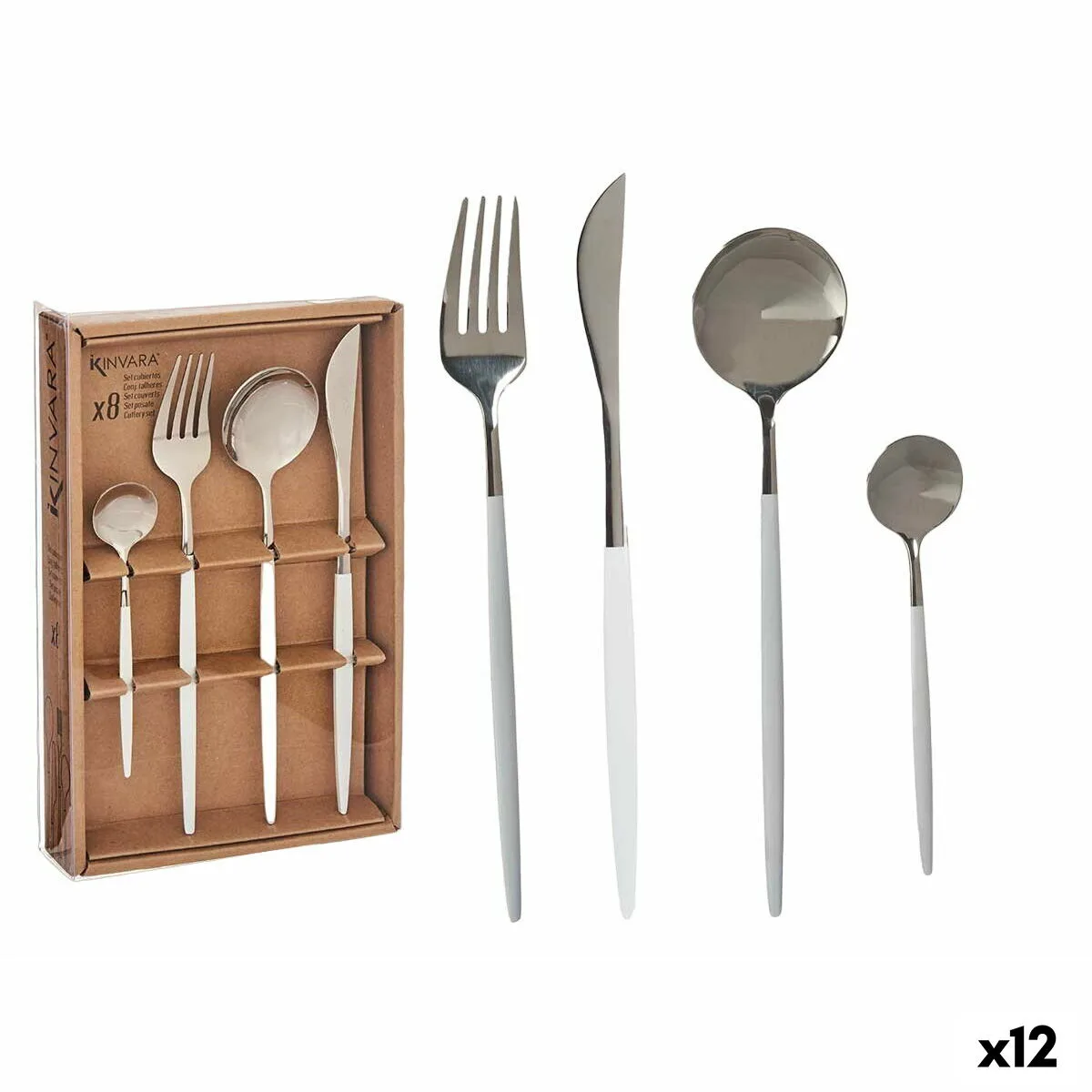 Ensemble de couverts kinvara bst ct022 blanc argente acier inoxydable 12 unites s362618281. Diaytar : Le curateur de votre quotidien. Des produits soigneusement choisis pour leur originalité et leur utilité