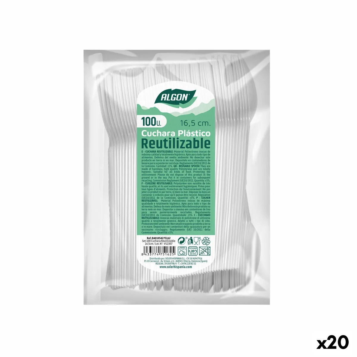 Ensemble de cuilleres algon reutilisable blanc 20 unites 16 5 cm s222947210. Diaytar ne stocke pas des produits, il collectionne des pièces uniques pour enrichir votre quotidien.