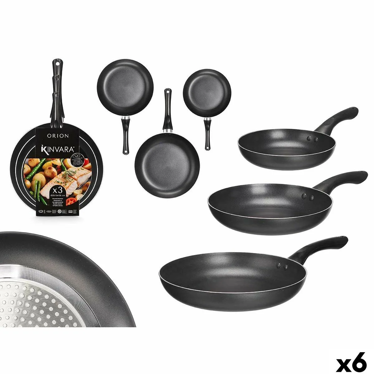 Ensemble de poele kinvara 1 noir aluminium bakelite 20 x 4 cm 28 x 5 cm 24 x 4 5 cm 6 unites s363346763. Osez l'originalité avec les créations mode exclusives de Diaytar.