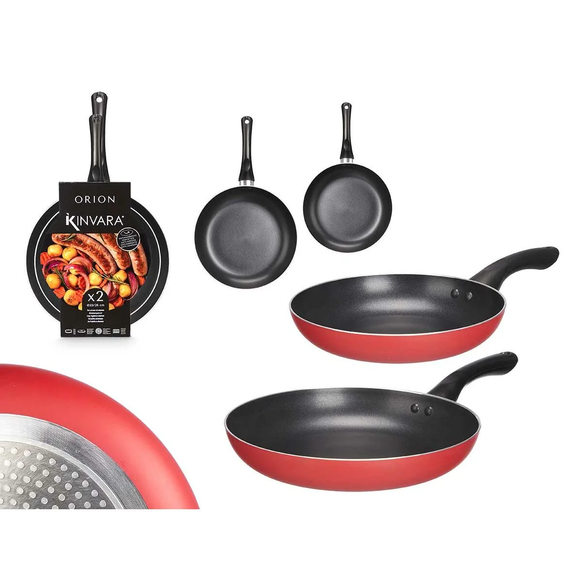 Ensemble de poele kinvara 4 noir rouge aluminium bakelite 22 5 x 4 3 cm 26 x 4 7 cm 6 unites s363347429. Diaytar : La boutique qui réunit qualité, tendance et prix accessibles sous un même toit.