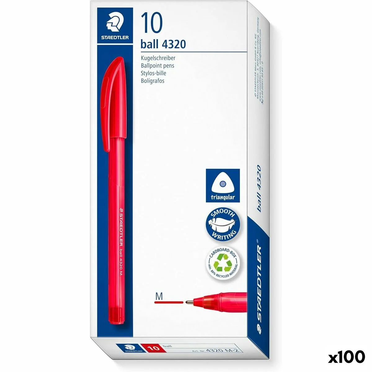 Ensemble de stylos staedtler ball 4320 rouge 1 mm 100 unites s843398460. Votre style, votre personnalité, nos produits : bienvenue chez Diaytar !