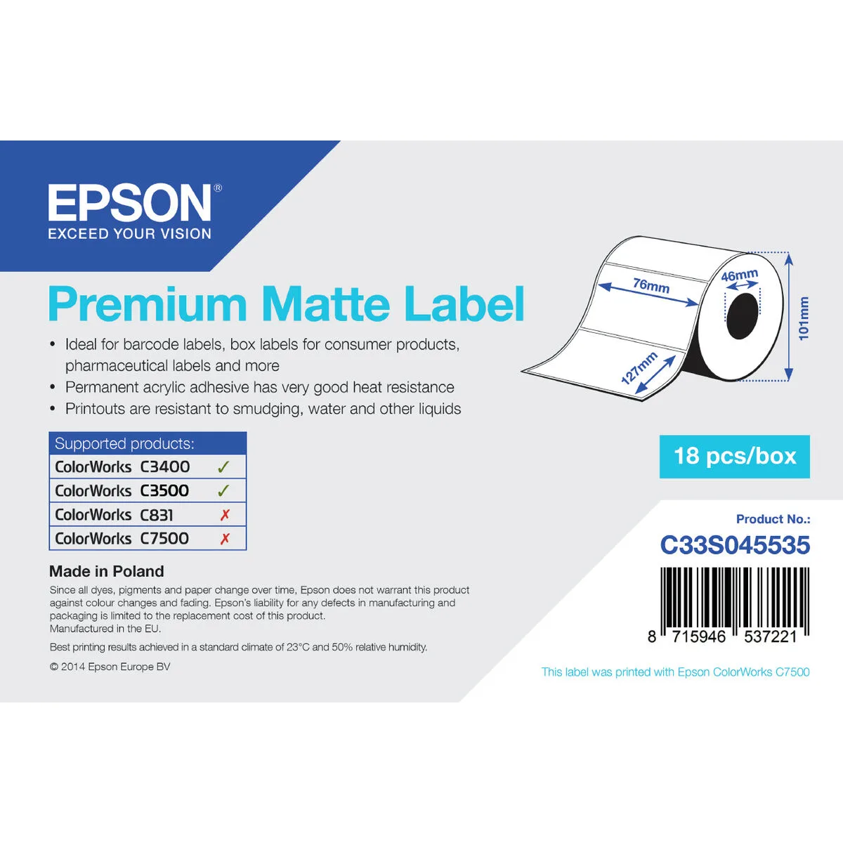Etiquettes pour imprimante epson c33s045535 blanc s5508100326. Diaytar décomplexe le shopping en ligne : trouvez tout ce dont vous avez besoin et tout ce dont vous rêvez, au même endroit