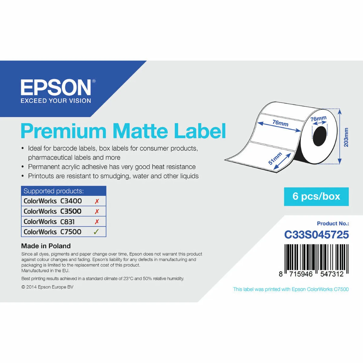 Etiquettes pour imprimante epson c33s045725 76 x 51 mm blanc 1 unites s5508108722. Bienvenue dans le cercle très sélect des acheteurs inspirés. Diaytar révèle les produits qui définiront demain.