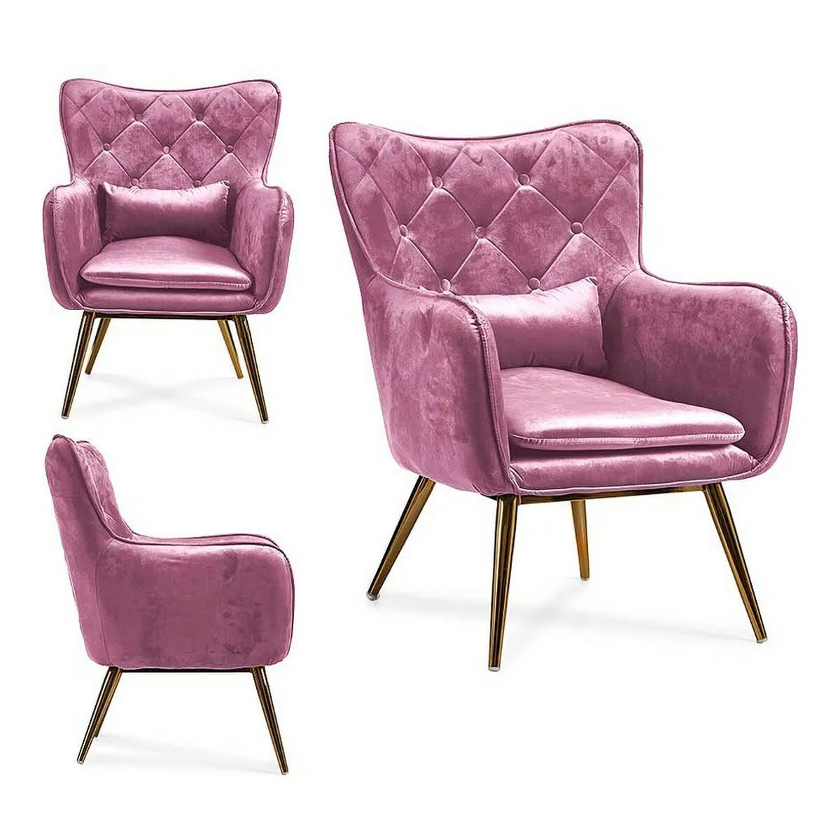 Fauteuil rose velours 68 x 92 x 70 cm s360968130. Nous sélectionnons pour Diaytar des produits qui ont une histoire, une âme, et qui sauront trouver une place dans la vôtre.