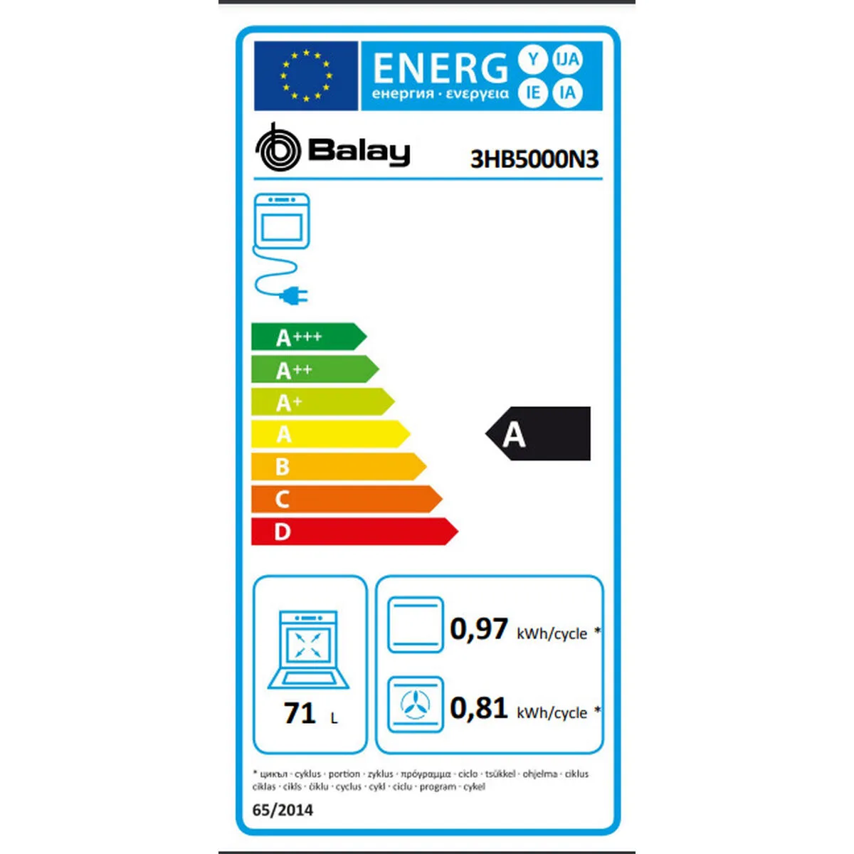 Four balay 3hb5000n3 3400 w 71 l s045987911. Diaytar, le nom qui garantit que chaque produit, du plus technologique au plus basique, a été choisi avec goût et exigence