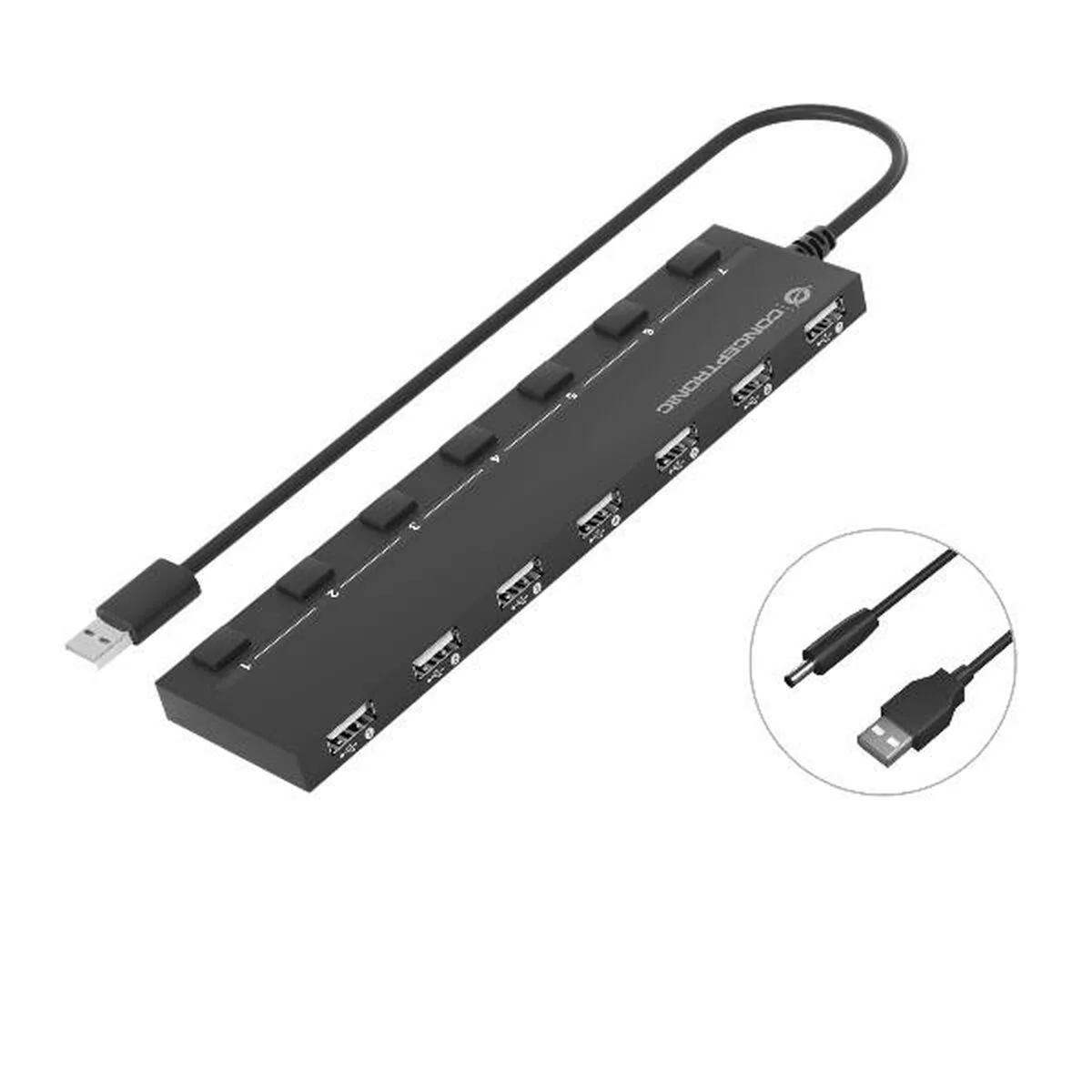 Hub usb conceptronic 110516507101 noir 90 cm 7 en 1 1 unite s7720427692. Pour un shopping sans limites : Diaytar déniche pour vous le meilleur des produits généraux, électroniques et de style de vie