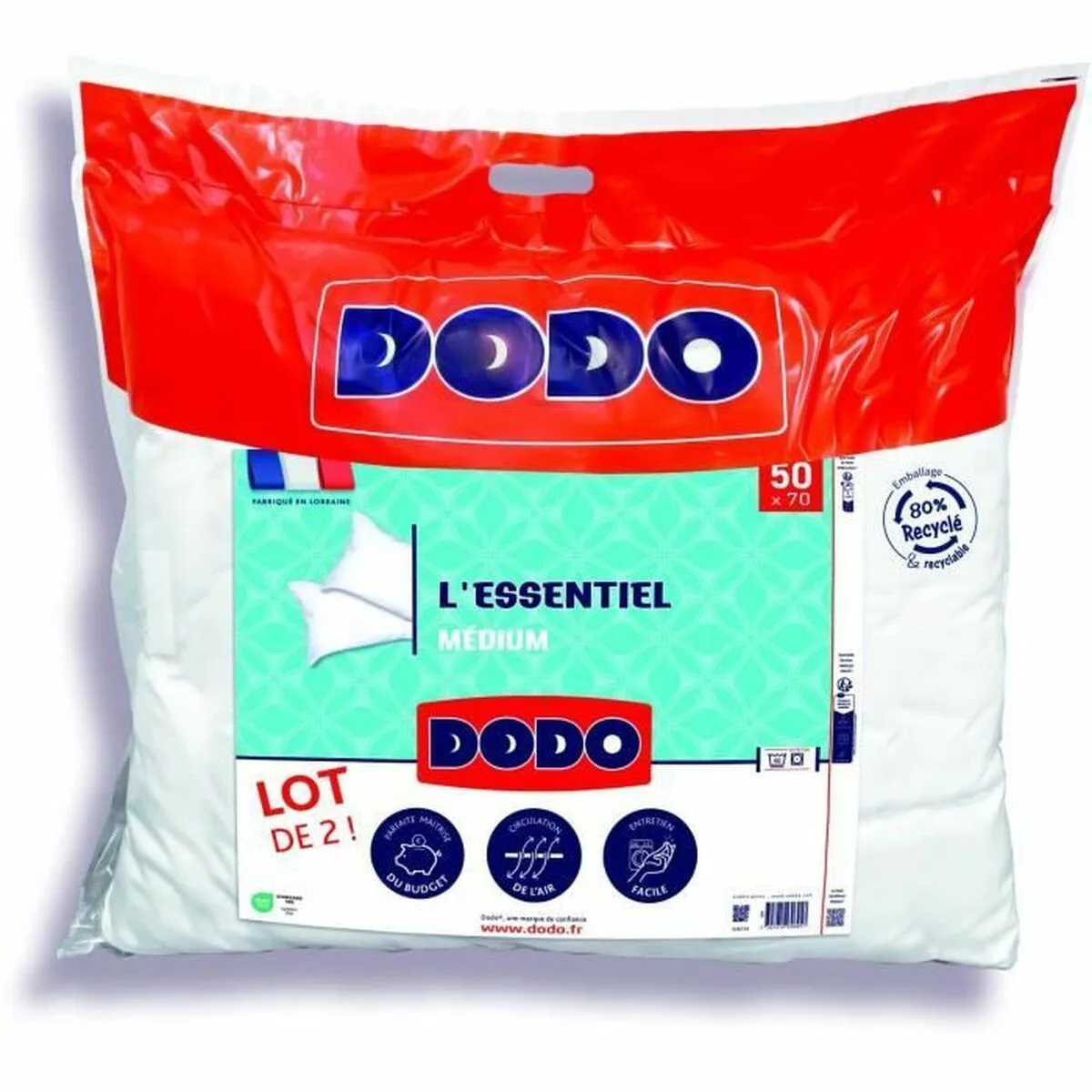 Jeu de 2 coussins dodo l essentiel medium blanc 50 x 70 cm s7100032996. Style et élégance se conjuguent parfaitement dans notre rayon mode Diaytar.