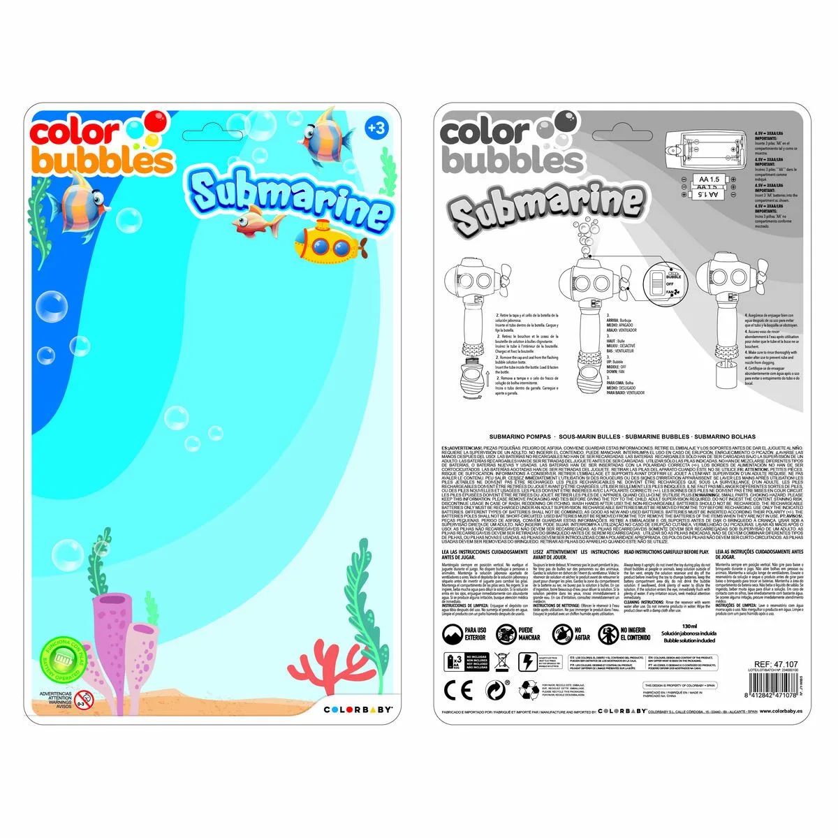 Jeu de bulles de savon colorbaby 14 x 28 x 7 5 cm 6 unites s890279719. Notre mantra chez Diaytar : un produit, un sourire. Nous mesurons notre succès à votre satisfaction instantanée.