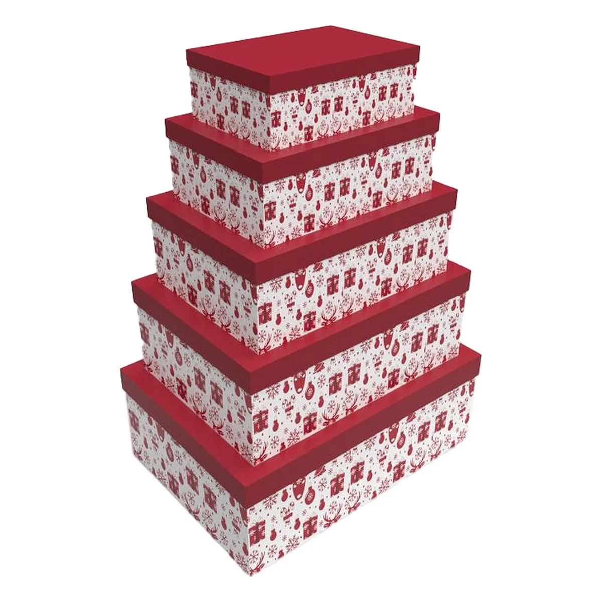 Jeu de caisses de rangement empilables dkd home decor blanc rouge carton renne 50 x 35 x 25 cm 5 unites s303619547. Diaytar, le garde-meuble moderne de toutes vos envies : des produits pour combler tous vos besoins et toutes vos fantasies.
