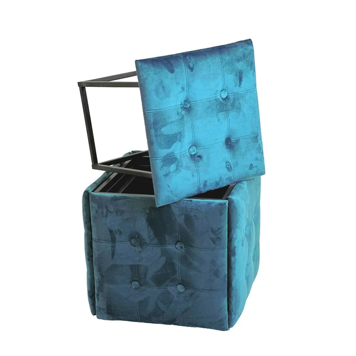 Jeu de tabourets go gift transformer bleu velours acier 50 x 50 x 50 cm pouf 5 en 1 5 unites s9110354167. Diaytar vous habille de la tête aux pieds avec goût et raffinement.