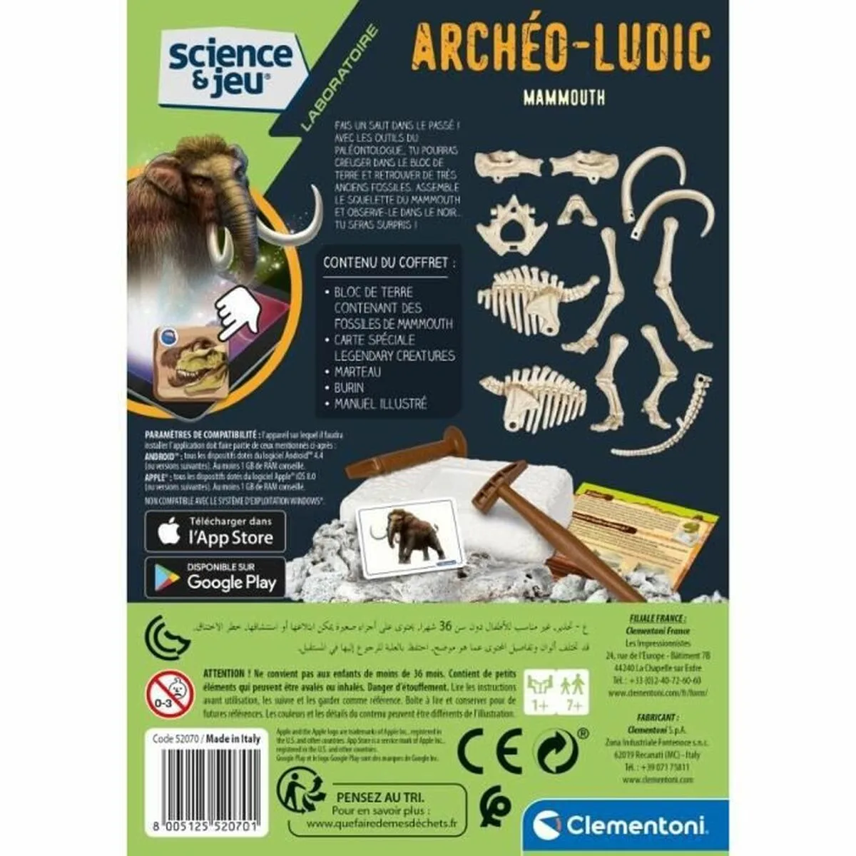 Jeu scientifique clementoni archeo ludic mammoth fluorescent s715707320. Avec Diaytar, faites de chaque achat en ligne une découverte et de chaque produit un ajout valuable à votre univers