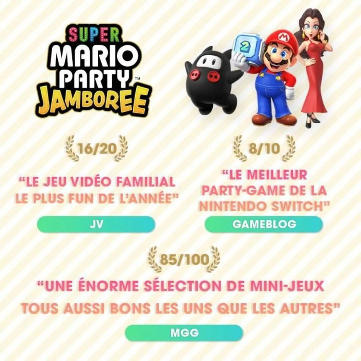 Jeu video pour switch nintendo super mario party jamboree s7101031472. Diaytar, c'est votre conseiller shopping personnel, toujours à l'affût des pépites qui correspondent à votre style de vie.