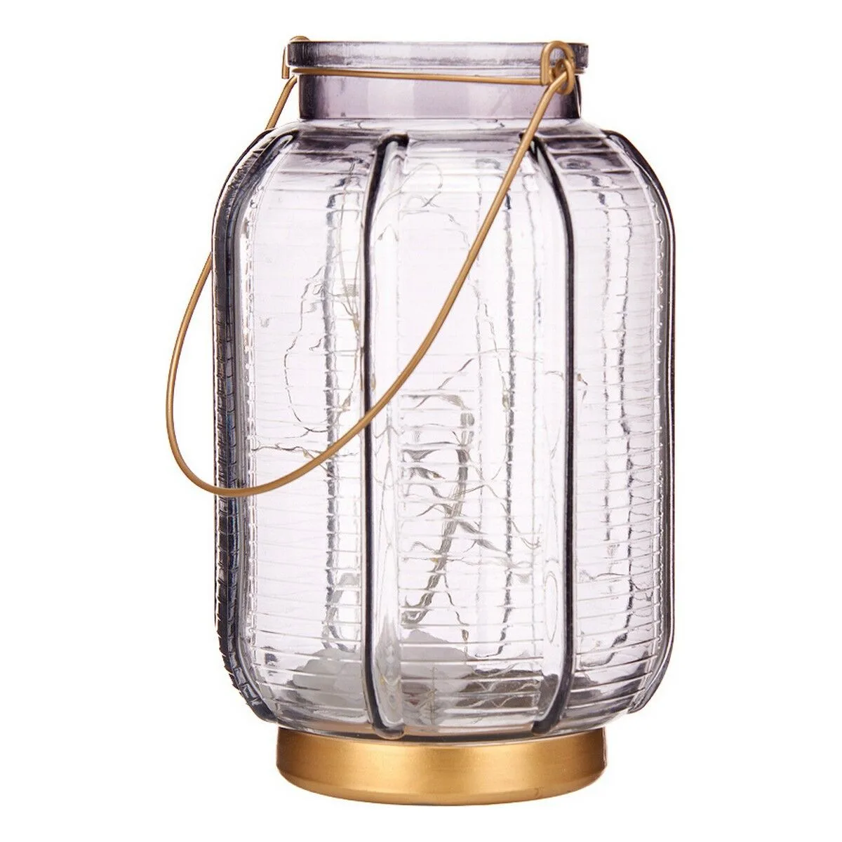 Lanterne a led rayures gris dore verre 13 5 x 22 x 13 5 cm s361148365. Exprimez votre personnalité avec les accessoires tendance de Diaytar.