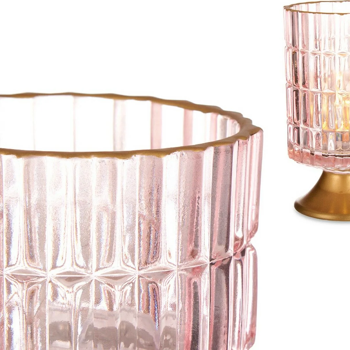 Lanterne a led rayures rose dore verre 10 7 x 18 x 10 7 cm s361148839. Bienvenue dans l'ère du shopping conscient. Diaytar privilégie des produits avec une éthique et un impact positif.