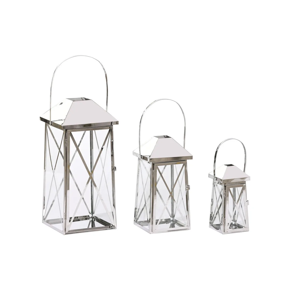 Lanterne home esprit argente verre acier chrome 20 x 20 x 48 cm 3 pieces s305574162. Votre garde-robe mérite le style Diaytar - Découvrez nos nouveautés !