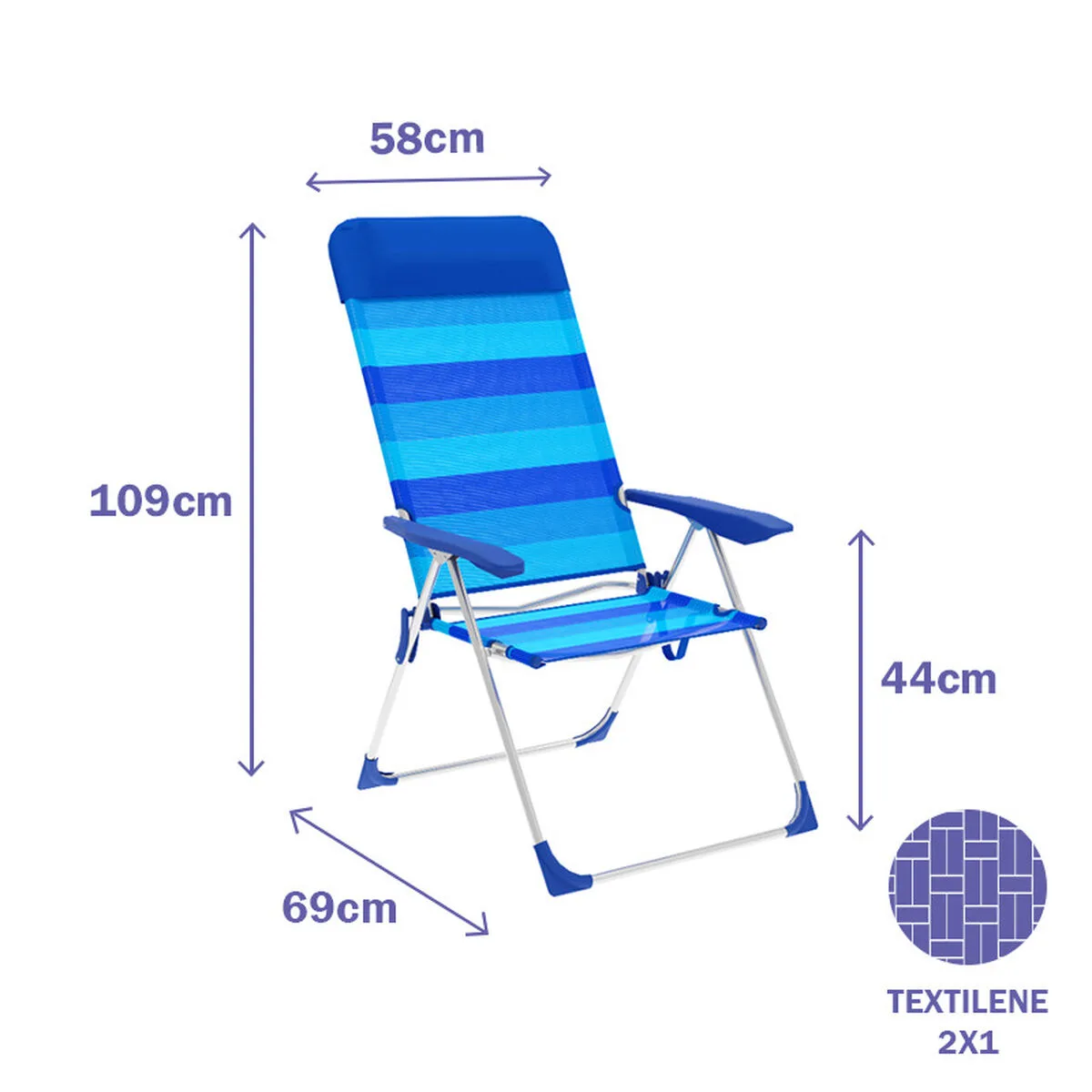 Marbueno chaise pliante 5 positions aluminium avec coussin rayures bleues plage et piscine 69x58x109 cm 10248 d140004792. Diaytar a été conçu pour ceux qui voient le shopping en ligne comme une source d'inspiration et de solutions pratiques