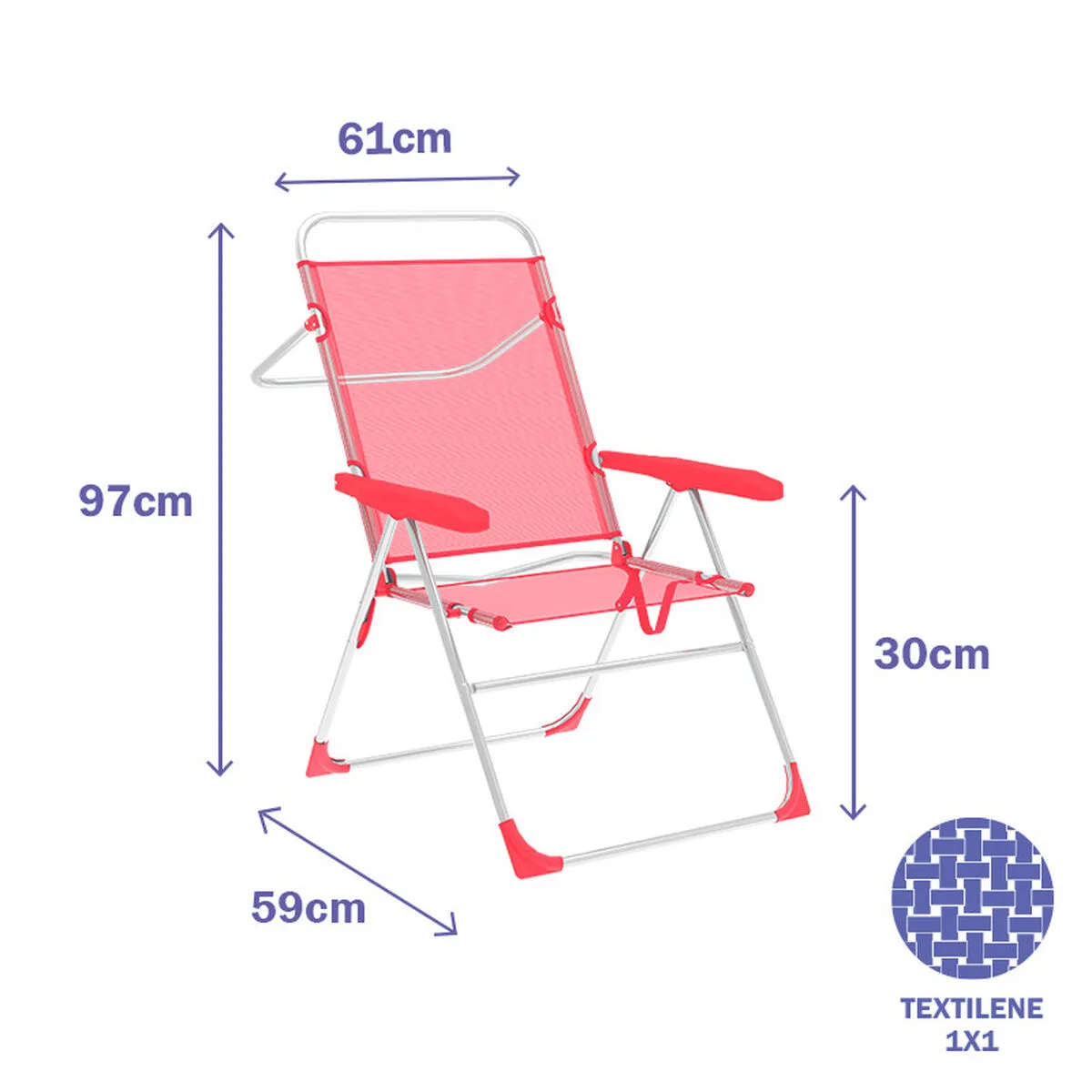 Marbueno chaise pliante 5 positions aluminium corail plage et piscine 56x61x97 cm 10359 d140007174. Votre foyer mérite le style et le confort des produits Diaytar Home.
