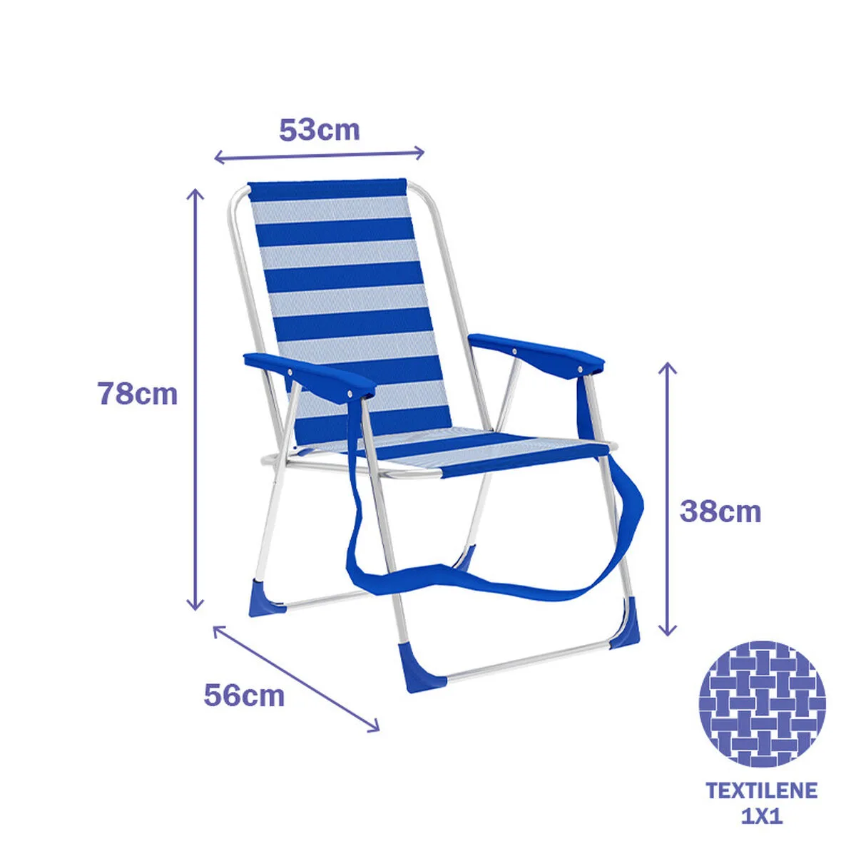 Marbueno chaise pliante aluminium rayures bleu et blanc plage et piscine 53x56x78 cm 10312 d140006014. Diaytar, le nom qui garantit que chaque produit, du plus technologique au plus basique, a été choisi avec goût et exigence