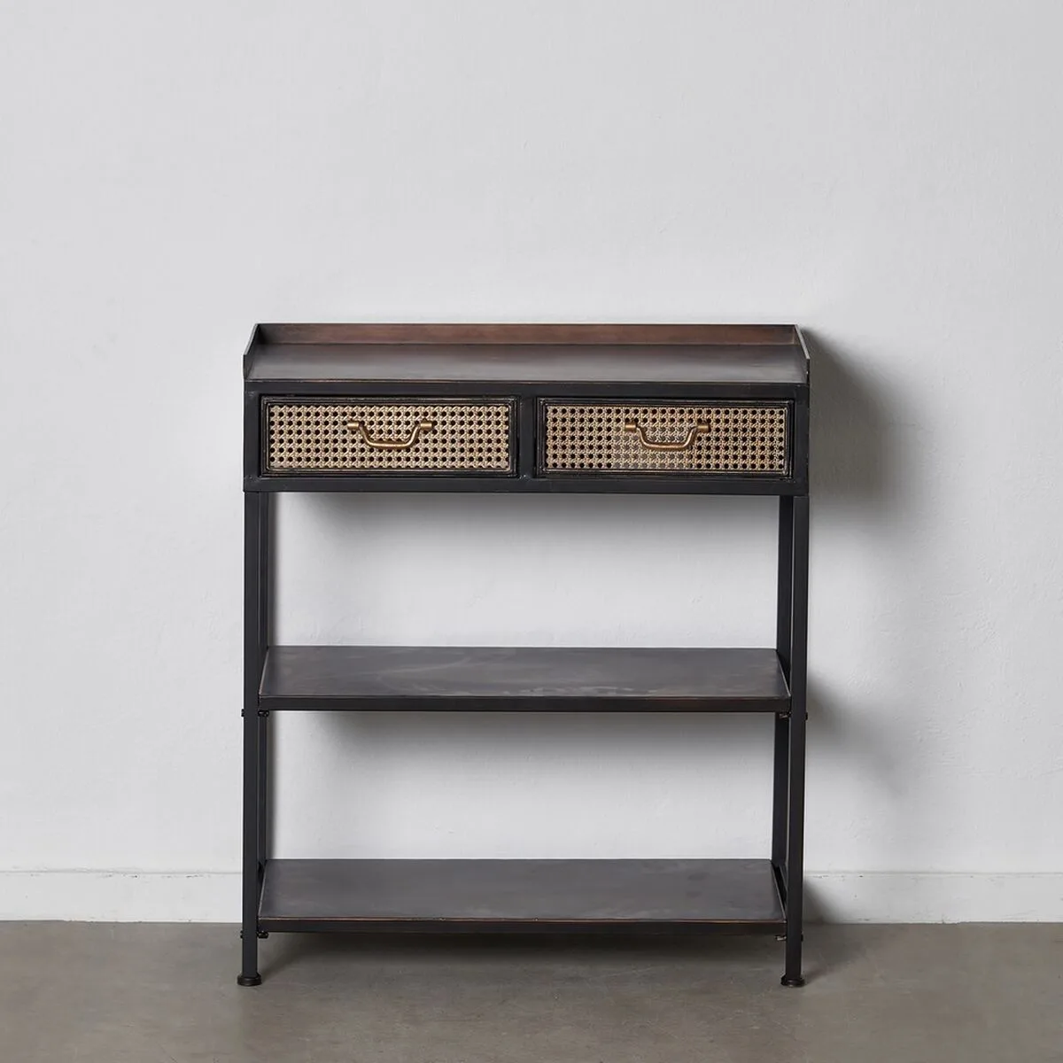 Meuble d entree avec 2 tiroirs brick marron noir fer 75 5 x 38 x 85 cm s880425242. Diaytar : Le curateur de votre quotidien. Des produits soigneusement choisis pour leur originalité et leur utilité
