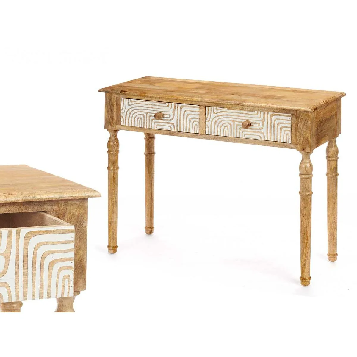 Meuble d entree avec 2 tiroirs gift decor 34 blanc marron 98 x 77 x 42 cm courbe s363204523. Votre boutique de confiance Diaytar vous accompagne dans tous vos projets.