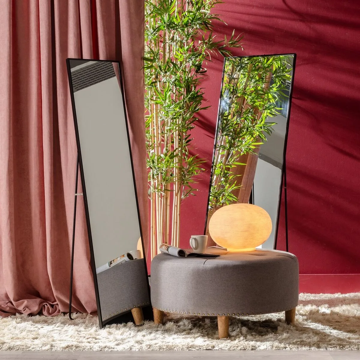 Miroir sur pied noir aluminium verre 35 x 2 5 x 151 cm s880012111. Exprimez votre personnalité avec les accessoires tendance de Diaytar.