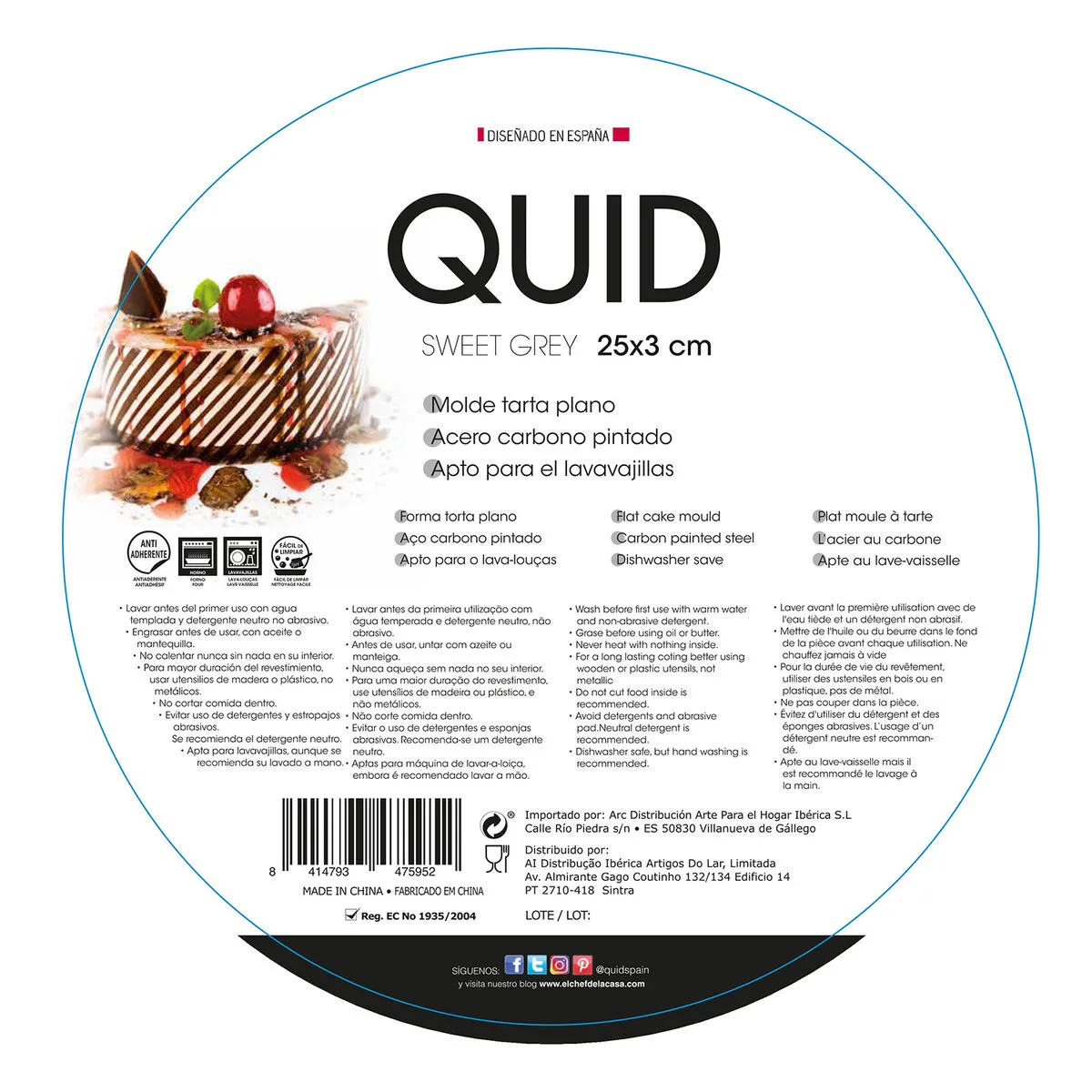 Moule a gateaux quid sweet grey noir metal 25 x 3 cm s270161014. Diaytar, c'est la boîte à outils de votre vie idéale. Des produits pour construire, embellir et optimiser votre quotidien.