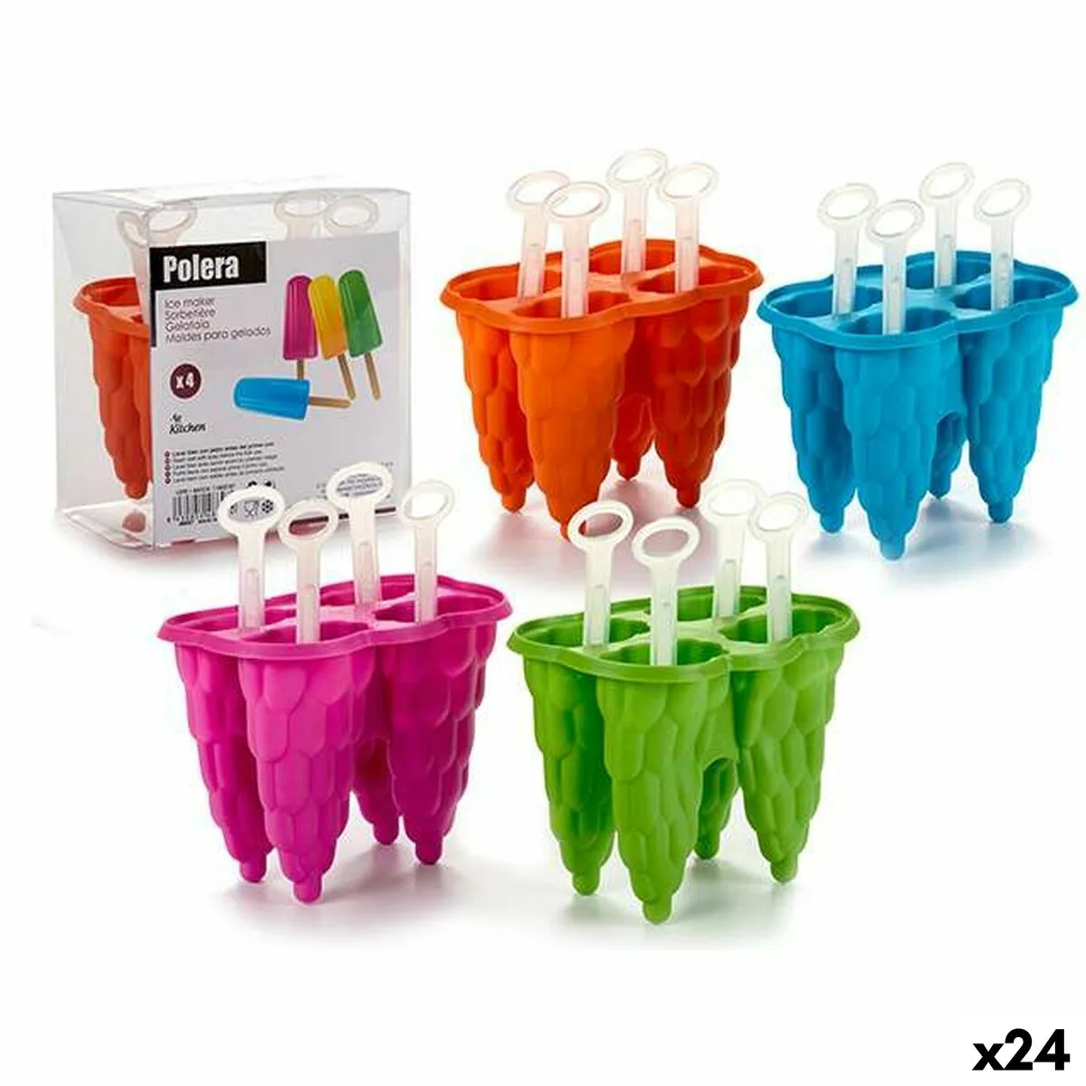 Moule pour glaces ch72099 bleu vert orange fuchsia plastique 8 5 x 12 5 x 12 cm 24 unites s363020646. Votre garde-robe mérite le style Diaytar - Découvrez nos nouveautés !