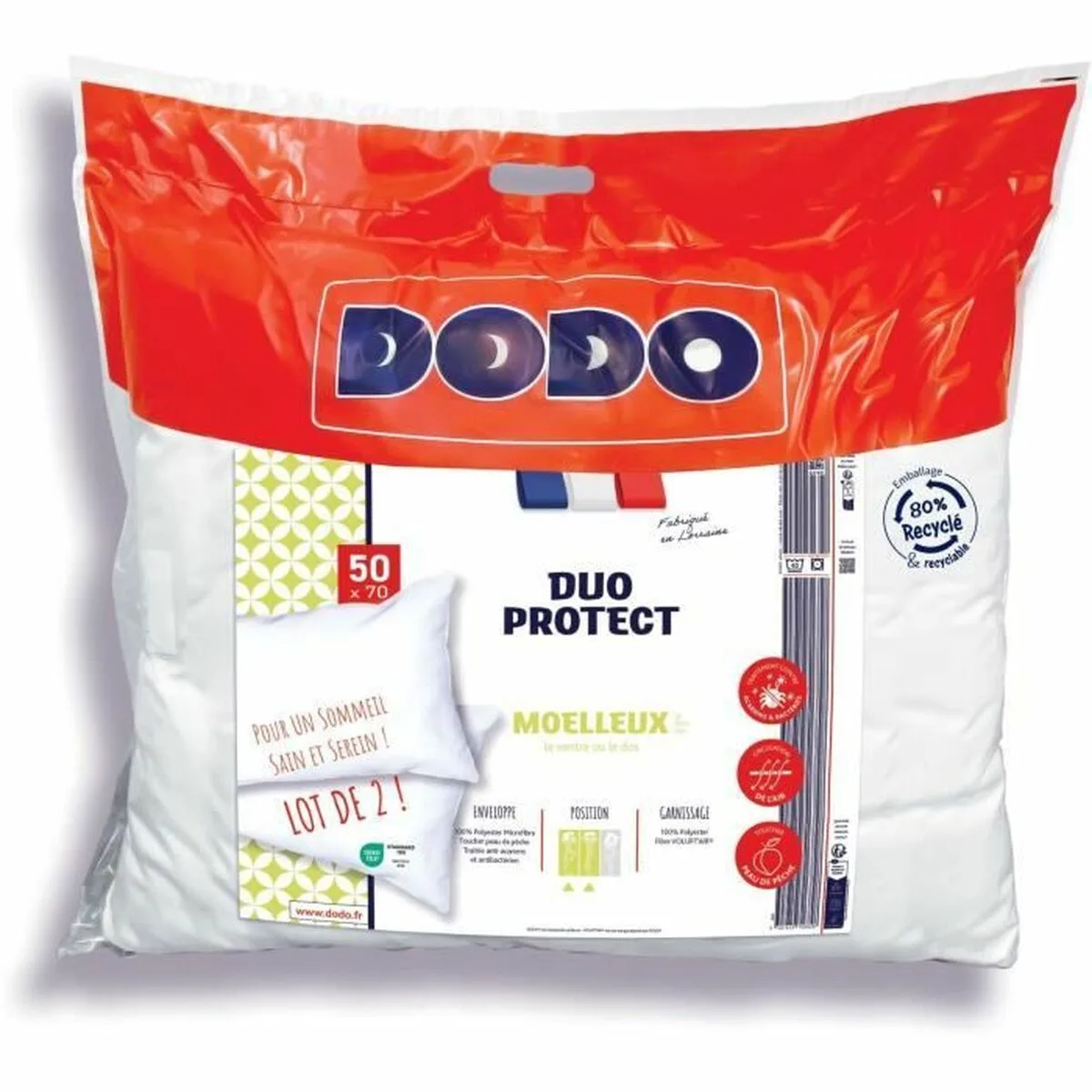 Oreiller dodo blanc 50 x 70 cm 2 unites s7101440448. Diaytar, c'est le grand ménage de printemps dans vos habitudes shopping : on garde l'essentiel, on jette le superflu.