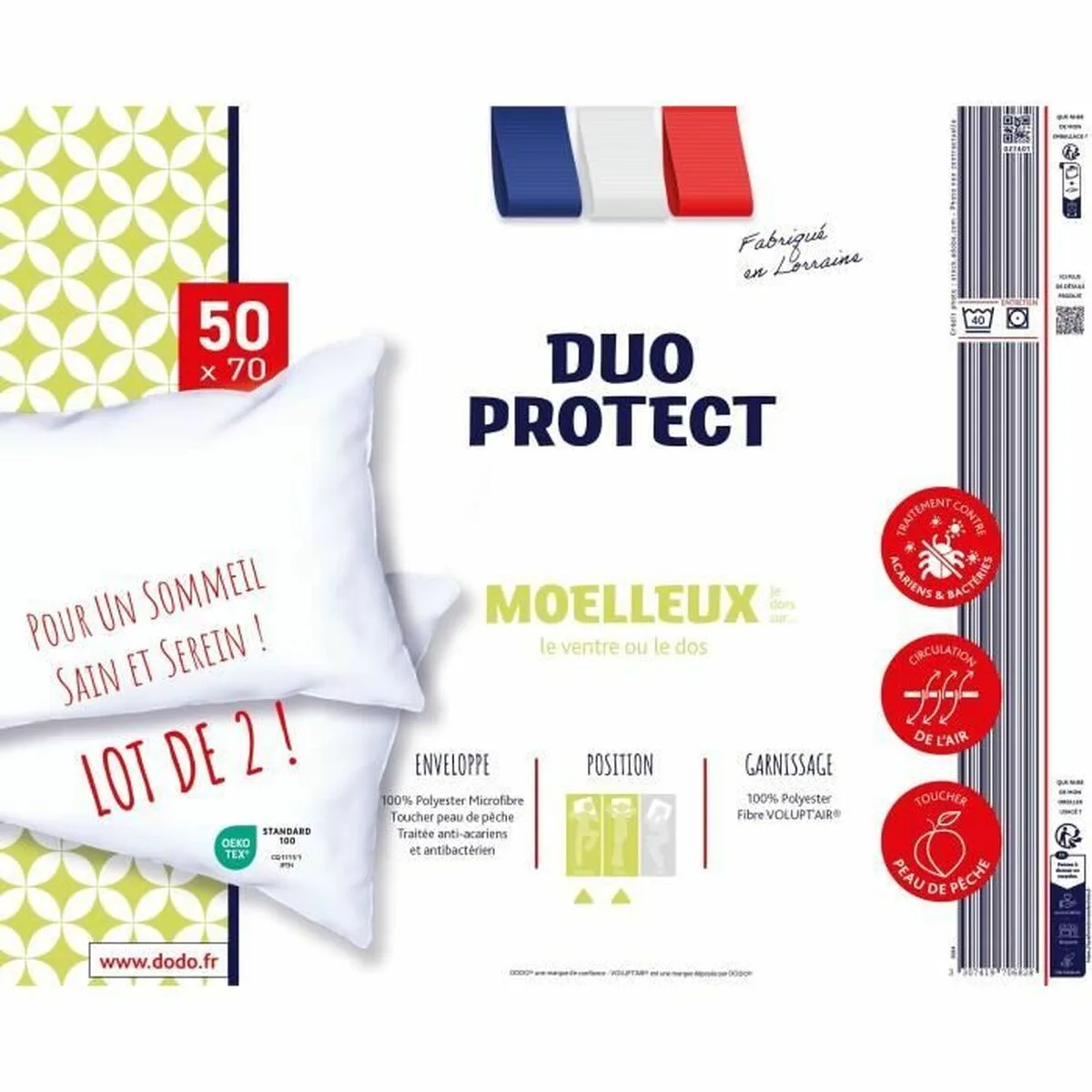 Oreiller dodo blanc 50 x 70 cm 2 unites s7101440499. Diaytar, c'est la convergence entre votre style unique et notre sélection infinie de produits qui lui correspondent.