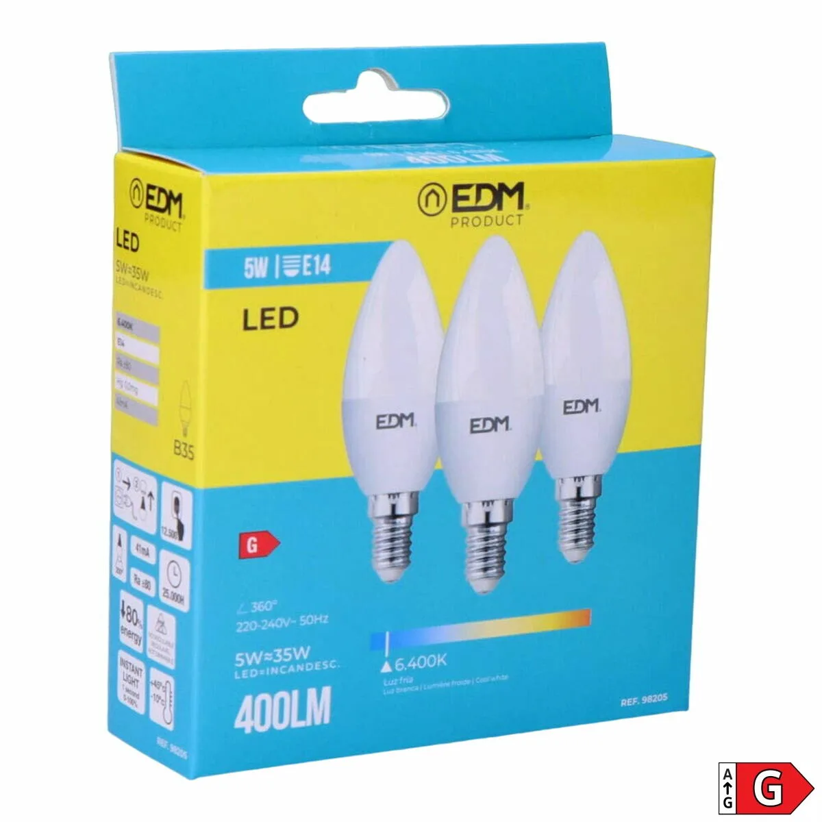 Pack de 3 ampoules led edm 98205 g 35 w 5 w 50 w e14 400 lm o 3 6 x 10 cm 6400 k s790244943. Nous avons infusé Diaytar avec une dose massive de passion pour le produit. Contagieux : vous allez l'attraper.