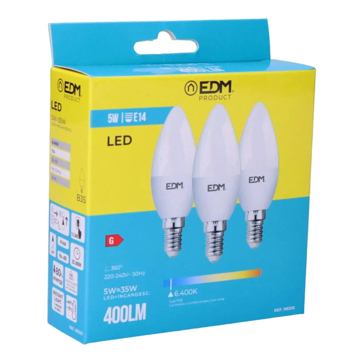 Pack de 3 ampoules led edm 98205 g 35 w 5 w 50 w e14 400 lm o 3 6 x 10 cm 6400 k s790244946. Diaytar, une vision du shopping en ligne où chaque catégorie de produits, de la high-tech au généraliste, est traitée avec excellence