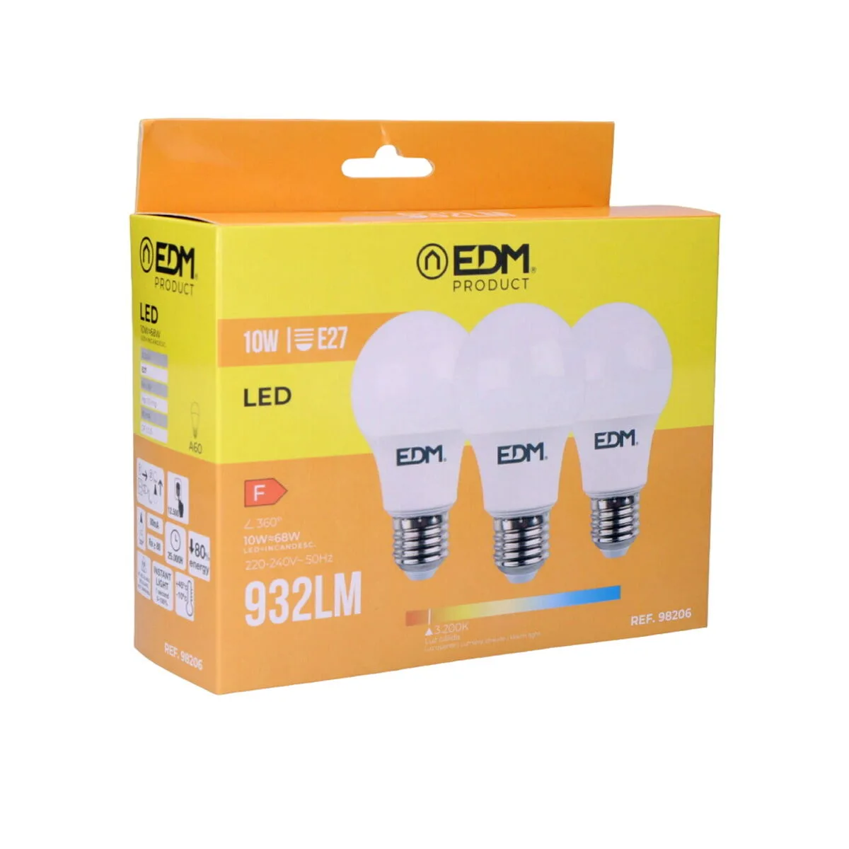 Pack de 3 ampoules led edm 98206 f 60 w 10 w 68 w e27 810 lm 932 lm o 6 x 10 8 cm 3200 k s791741764. Diaytar, c'est le cocktail parfait entre l'esprit start-up et l'expertise d'un grand commerçant généraliste.