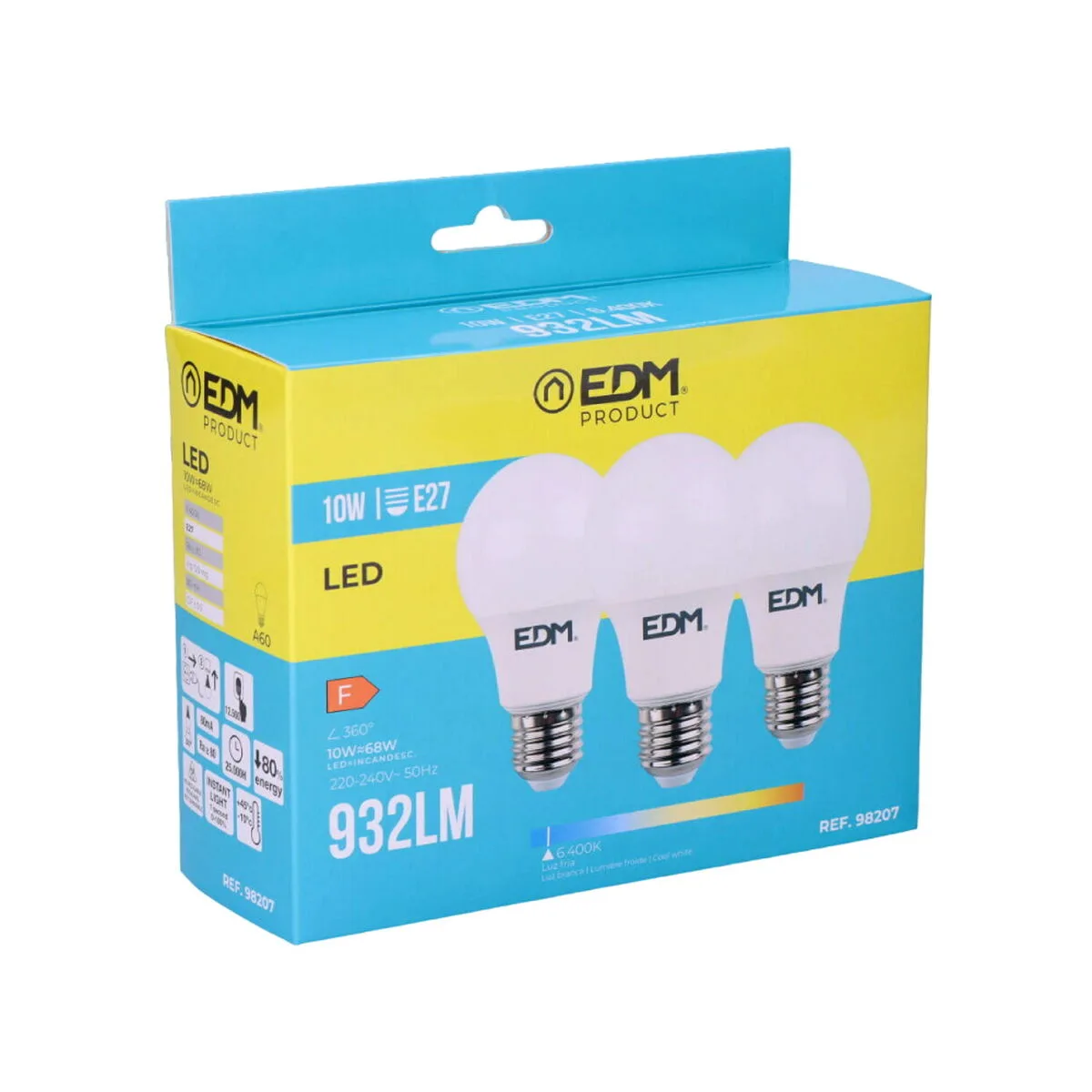 Pack de 3 ampoules led edm 98207 f 60 w 10 w 68 w e27 810 lm 932 lm o 6 x 10 8 cm 6400 k s791741889. Diaytar, c'est le testament vivant qu'on peut allier large choix et qualité exemplaire dans le e-commerce.