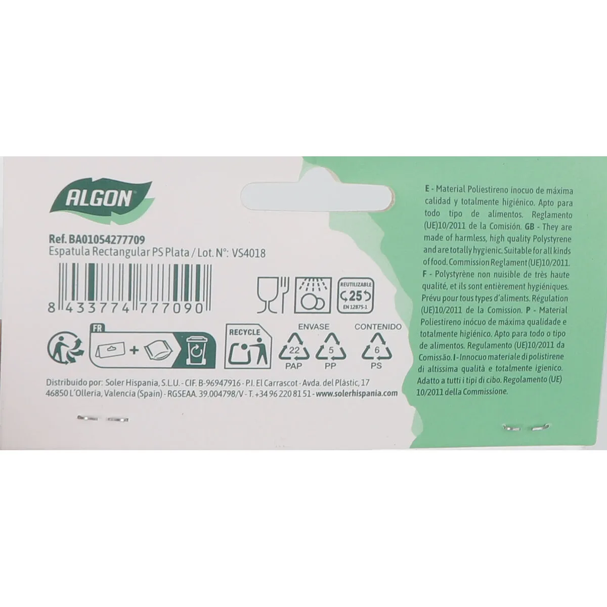 Palette de cuisine algon ps plata 7 5 x 24 5 cm 24 unites s223656564. Notre mission chez Diaytar : vous simplifier la vie en vous proposant les produits les plus ingénieux et les plus tendance du marché