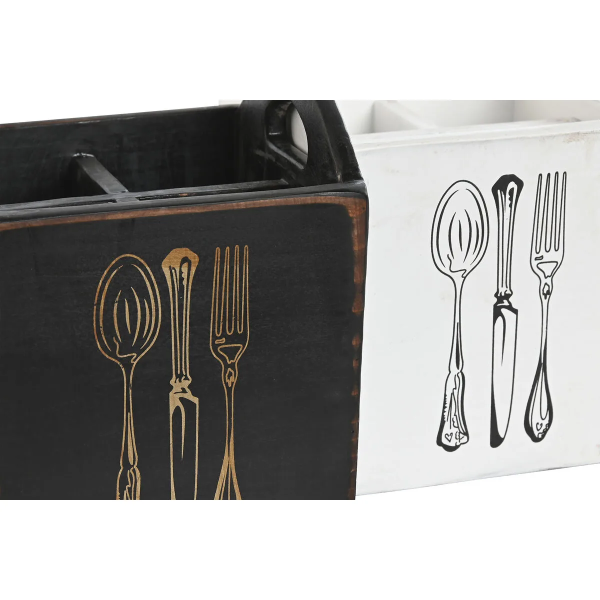 Panier a couverts home esprit blanc noir bois d epicea 15 x 15 x 18 cm s305613633. Votre garde-robe mérite le style Diaytar - Découvrez nos nouveautés !