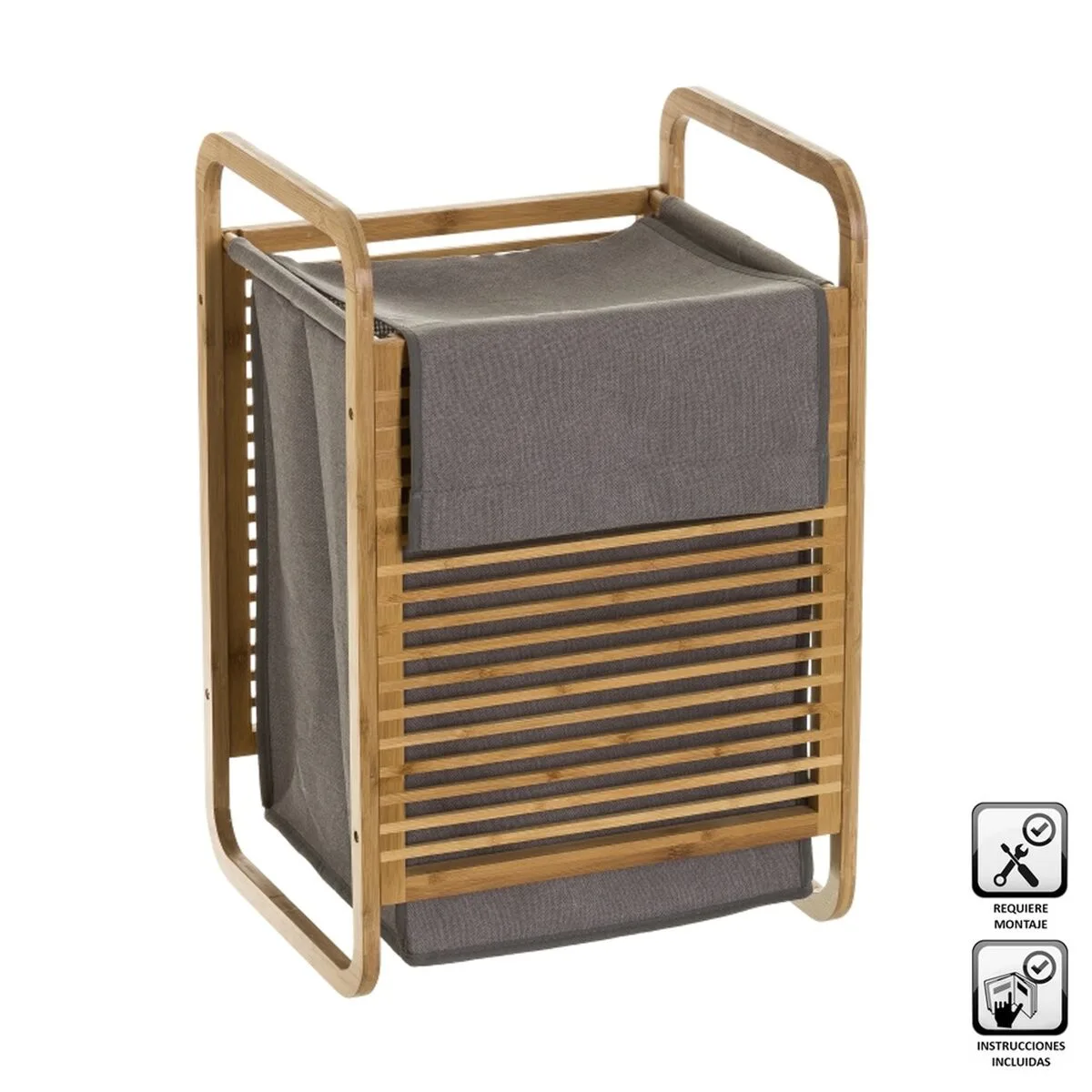 Panier a linge gris naturel bambou 41 x 35 x 61 cm s880881018. Votre garde-robe mérite le style Diaytar - Découvrez nos nouveautés !