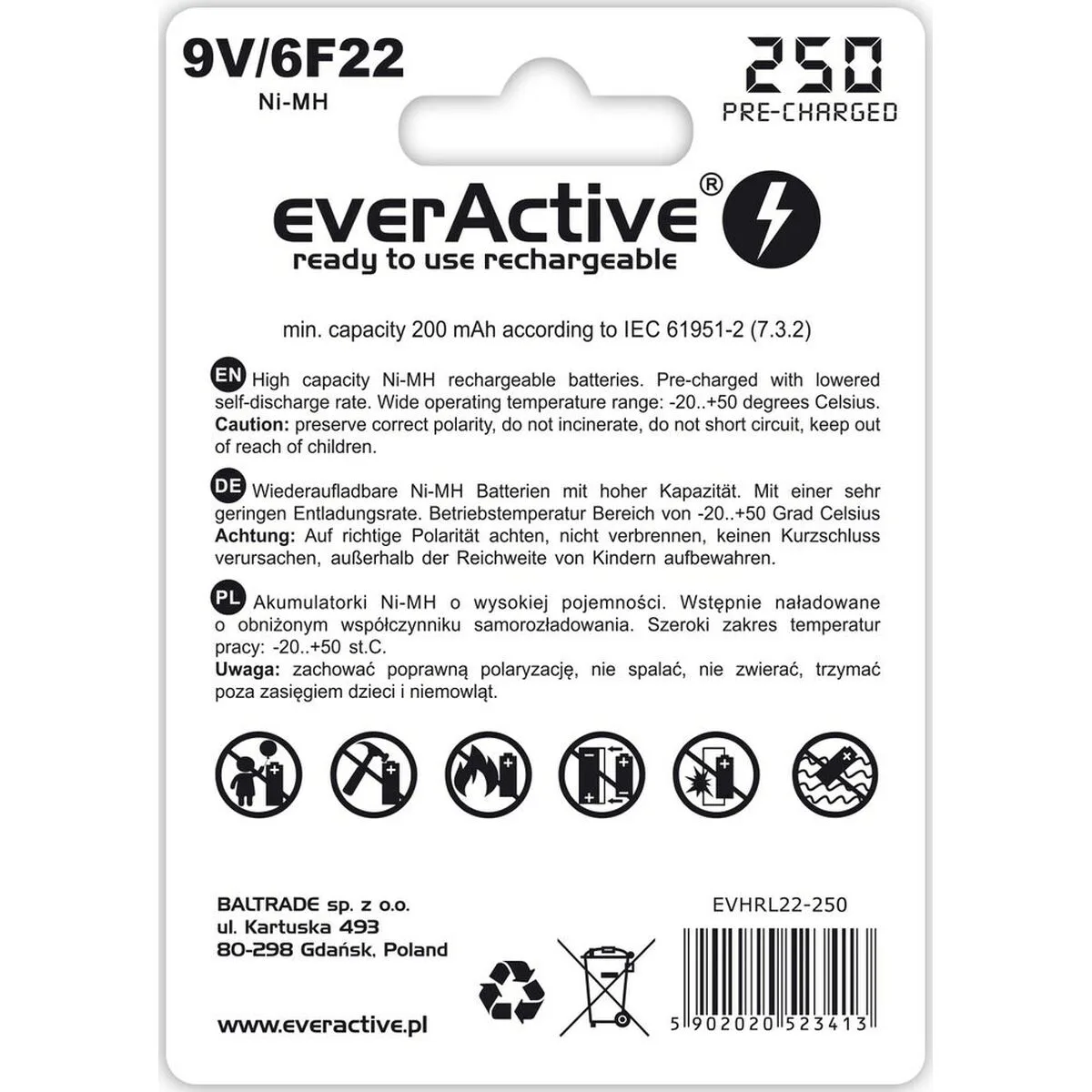 Piles rechargeables everactive evhrl22 250 6f22 200 mah 9 v s910611158. Votre vie, simplifiée et stylisée par Diaytar et sa collection de produits essentiels et innovants