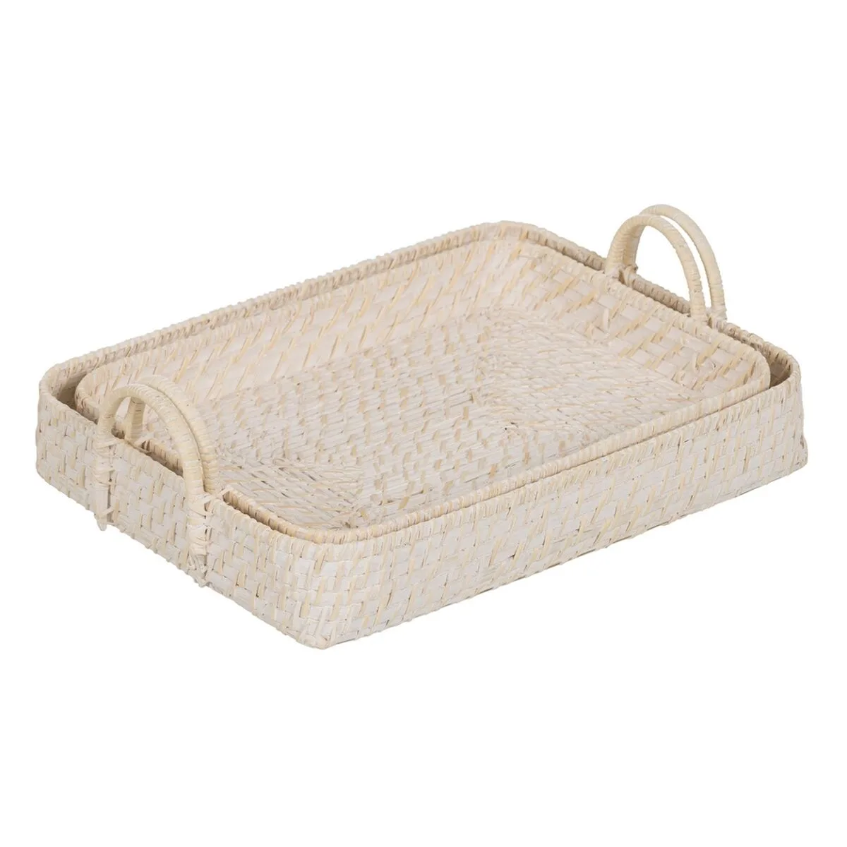 Plateau blanc bambou rotin 45 x 34 x 13 cm 2 unites s880616654. Chez Diaytar, nous transformons vos envies en réalité avec style.