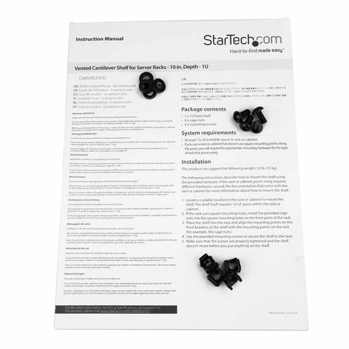 Plateau fixe pour armoire rack startech cabshelfv1u s5505812484. Créez votre look signature avec les pièces mode sélectionnées par Diaytar.