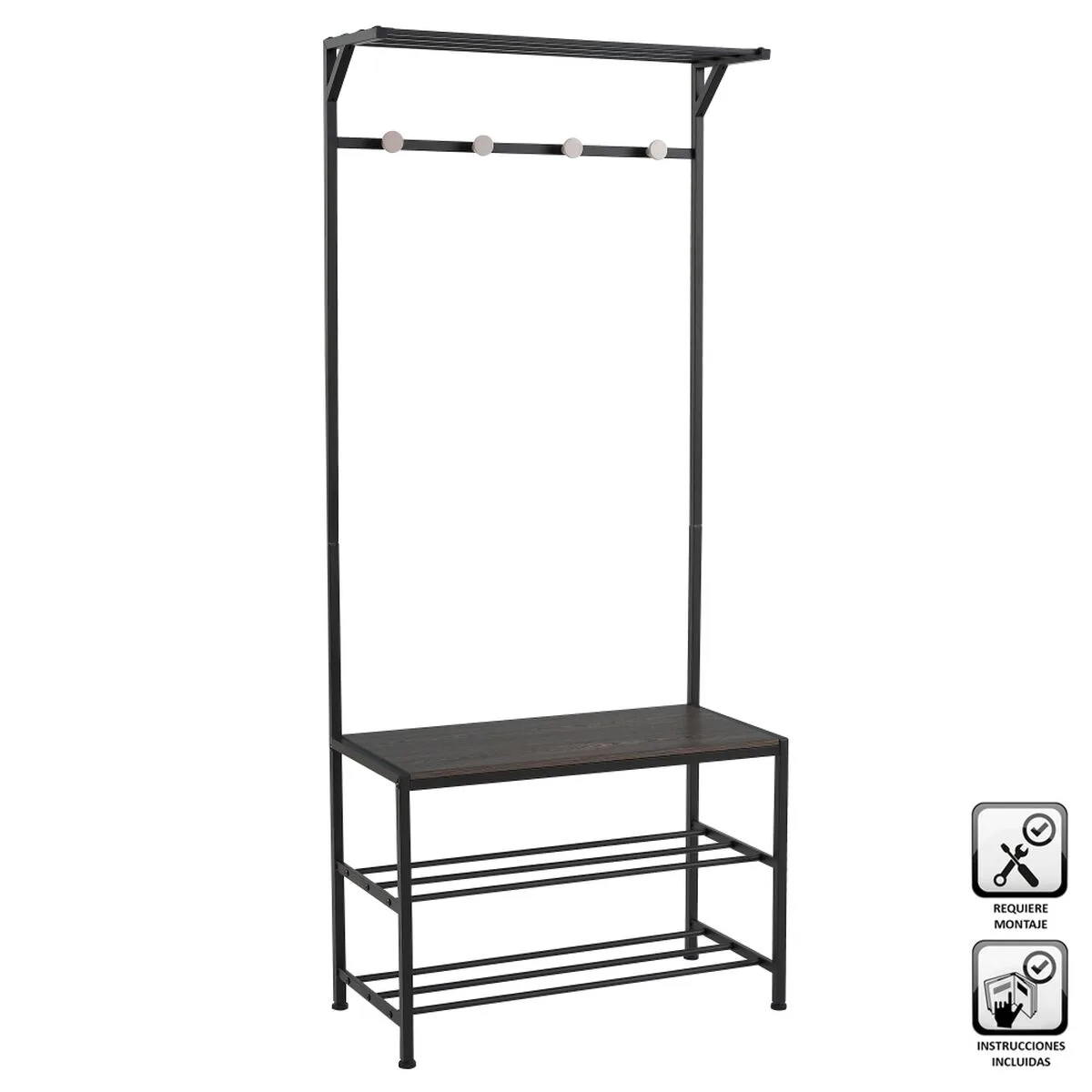Porte manteau noir fer 76 2 x 35 x 177 5 cm s880754721. Nous avons créé Diaytar pour être le point de repère dans le paysage souvent confuse du e-commerce généraliste.