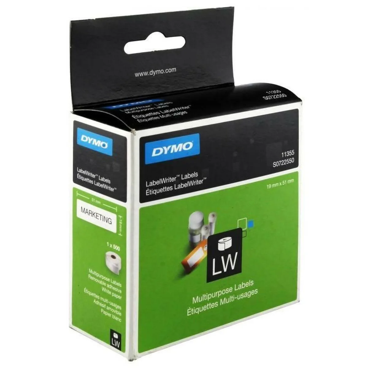 Rouleau d etiquettes dymo lw11355 19 x 51 mm blanc noir 6 unites s842431338. L'excellence à portée de clic avec la boutique en ligne Diaytar.