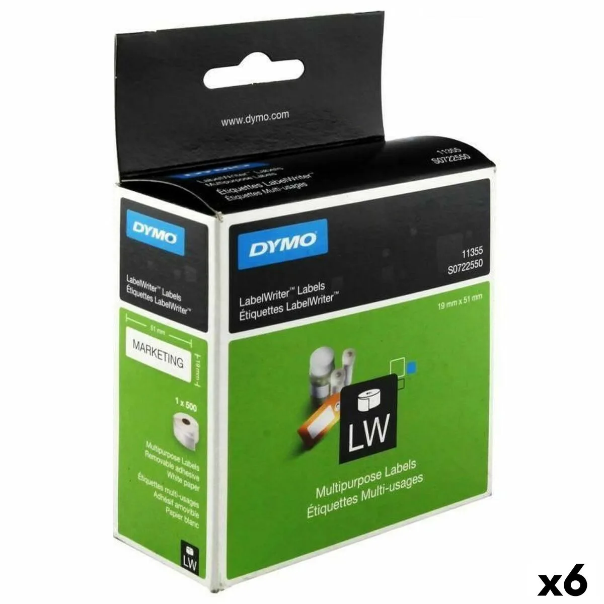 Rouleau d etiquettes dymo lw11355 19 x 51 mm blanc noir 6 unites s842431368. Diaytar, le nom qui garantit que chaque produit, du plus technologique au plus basique, a été choisi avec goût et exigence