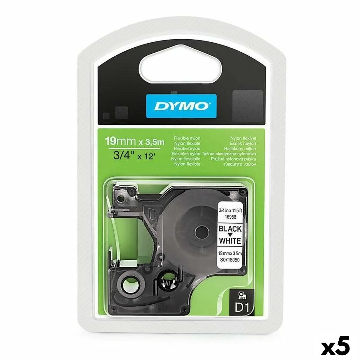 Ruban de transfert thermique dymo d1 16958 blanc noir 19 mm x 3 5 m 5 unites s842425289. Diaytar s'adapte à vos besoins avec une gamme complète et variée.