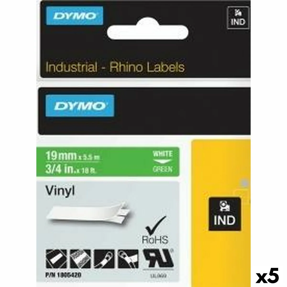 Ruban lamine pour etiqueteuses rhino dymo id1 19 19 x 5 5 mm blanc vert autocollants 5 unites s842418260. Diaytar : Parce que vous méritez le meilleur, nous sélectionnons l'excellence.