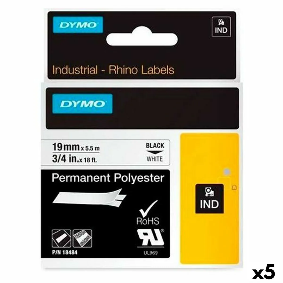 Ruban lamine pour etiqueteuses rhino dymo id1 19 19 x 5 5 mm noir polyester blanc autocollants 5 unites s842420567. L'art de vivre à la française s'exprime dans notre collection maison Diaytar.