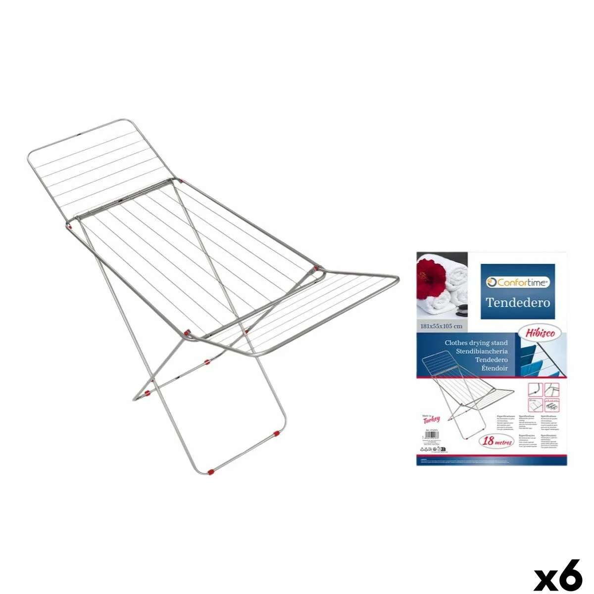 Sechoir pliable 18 m confortime hibisco argente metal 180 x 55 x 109 cm 6 unites s223644987. Diaytar a fait le pari de la transparence : nous vous disons tout sur l'origine et la conception de nos produits.