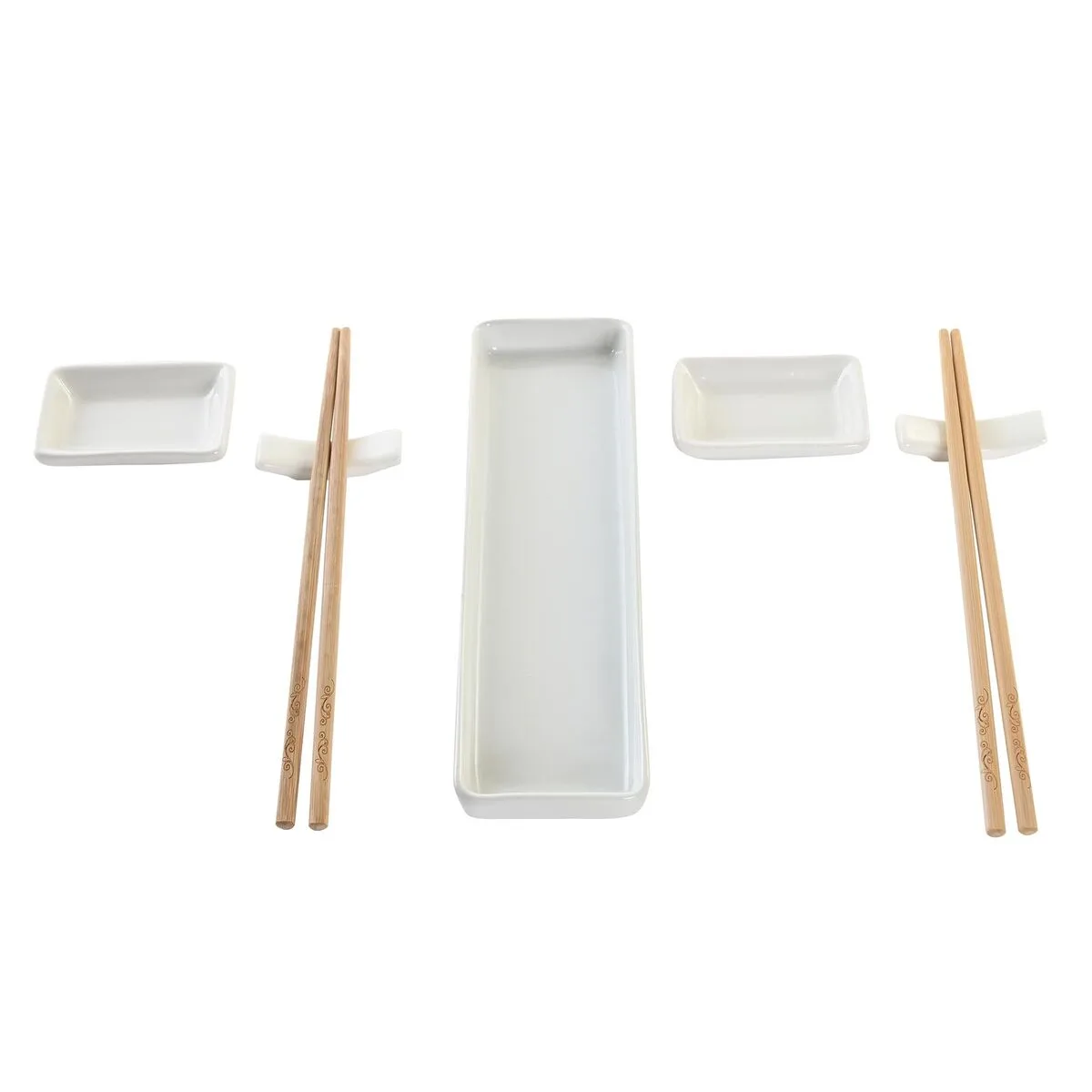 Set de sushi dkd home decor 24 x 7 x 2 cm naturel blanc gres oriental s304139770. La mode selon Diaytar : audacieuse, accessible et toujours dans l'air du temps.