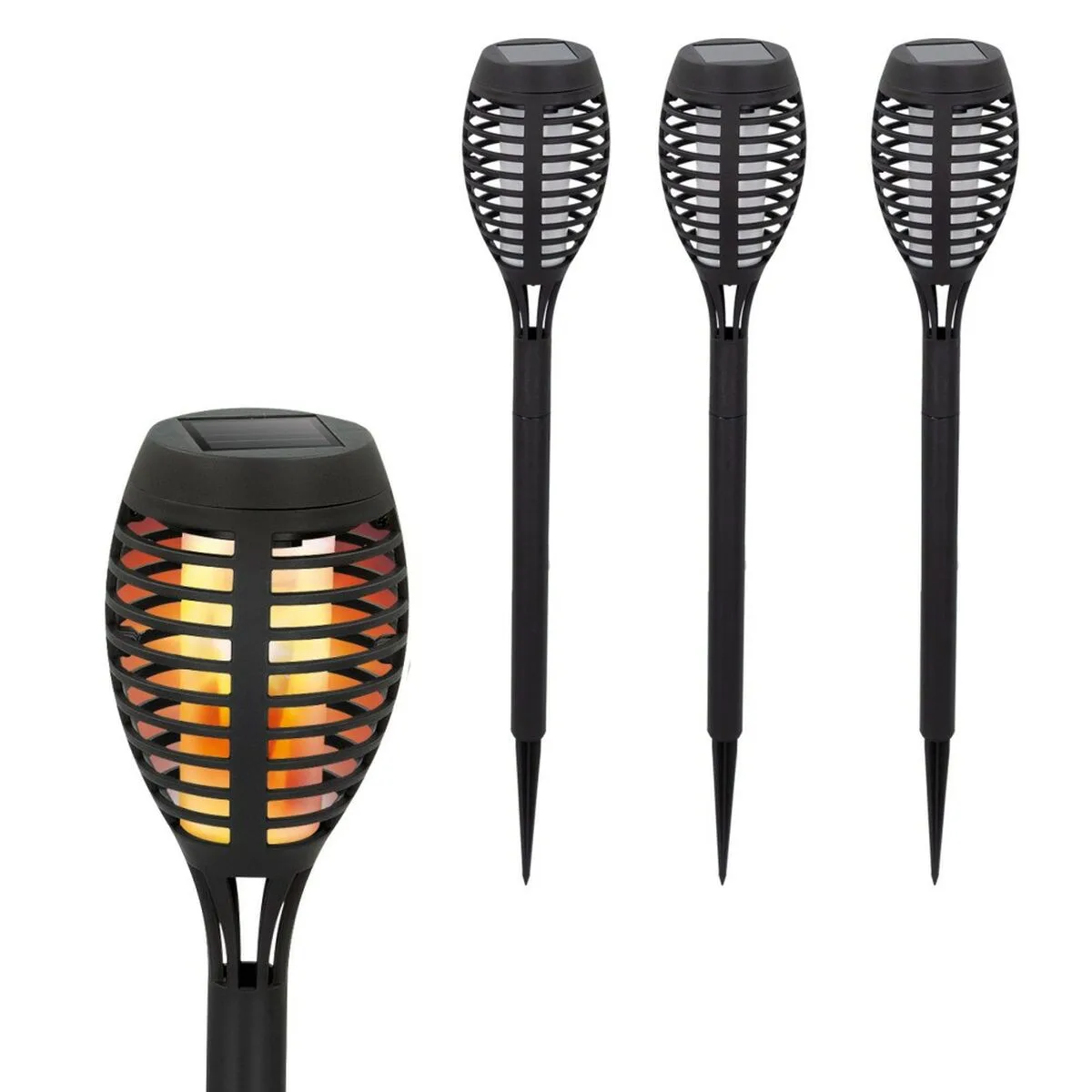 Set de torches de jardin solaires aktive plastique 7 5 x 50 x 7 5 cm 4 unites s890129370. Transformez votre intérieur avec les produits déco Diaytar !